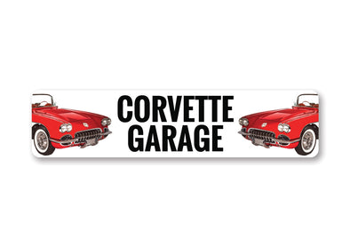 Red C1 Corvette Garage - Aluminum Sign