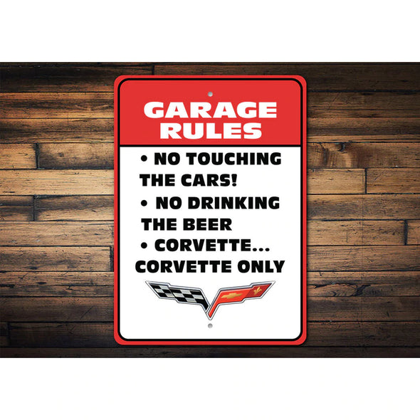 C6 Corvette Garage Rules - Aluminum Sign