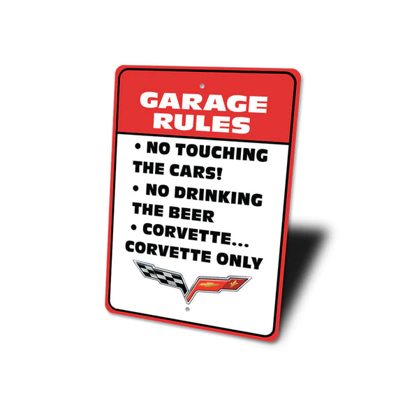 C6 Corvette Garage Rules - Aluminum Sign