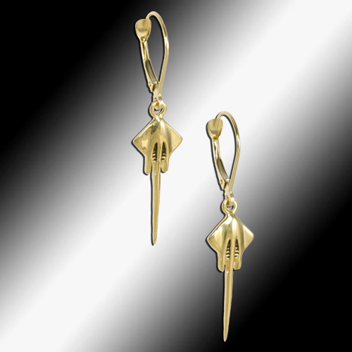 C7 Corvette Stingray Lever Back Earrings - Gold - [Corvette Store Online]