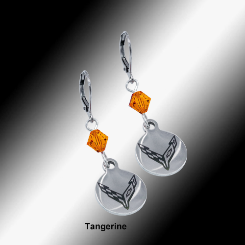 C8 Next Generation Corvette | Emblem Swarovski Crystal | 5/8'' Earrings - [Corvette Store Online]