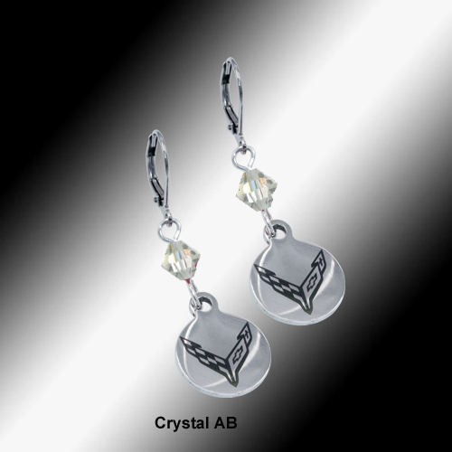 C8 Next Generation Corvette | Emblem Swarovski Crystal | 5/8'' Earrings - [Corvette Store Online]