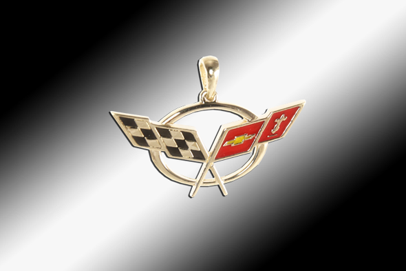 C5 Corvette Emblem Pendant - 14k Gold with Enamel - [Corvette Store Online]