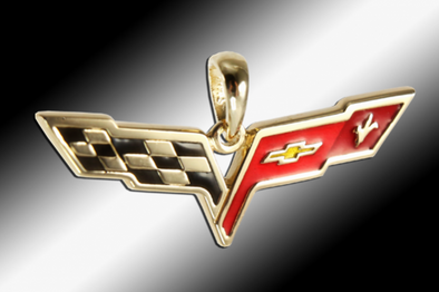 C6 Corvette Emblem Pendant - 14k Gold - [Corvette Store Online]