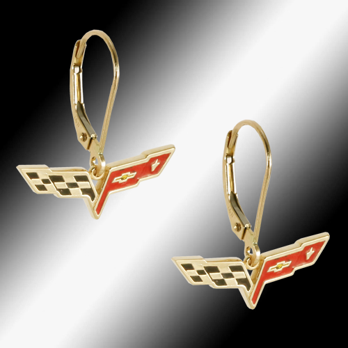 C6 Corvette 14k Gold Leverback Earrings - [Corvette Store Online]