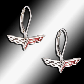 C6 Corvette Sterling Silver Leverback Earrings - [Corvette Store Online]