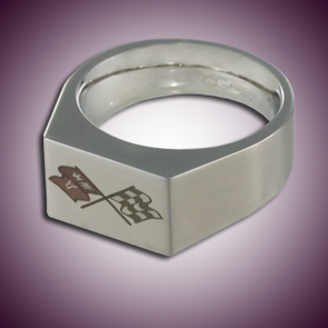 C3 Color Emblem Polished Signet Ring - [Corvette Store Online]