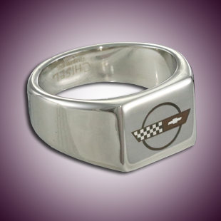 C4 Color Emblem Polished Signet Ring - [Corvette Store Online]