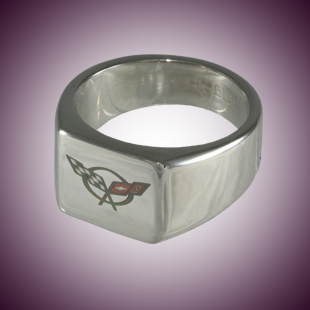 C5 Color Emblem Polished Signet Ring - [Corvette Store Online]