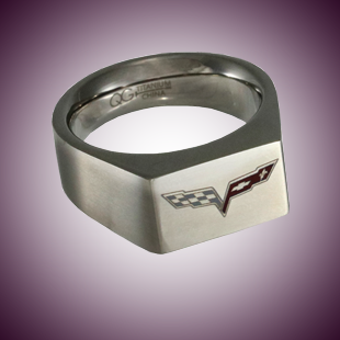 C6 Color Emblem Polished Signet Ring - [Corvette Store Online]
