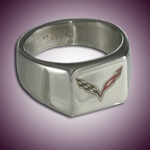 C7 Corvette Color Emblem Polished Signet Ring - [Corvette Store Online]