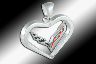 C7 Corvette Heart Pendant - Sterling Silver - [Corvette Store Online]