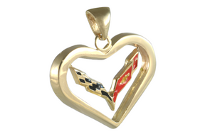 C7 Corvette Heart Pendant - 14k Gold - [Corvette Store Online]