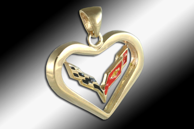 C7 Corvette Heart Pendant - 14k Gold - [Corvette Store Online]