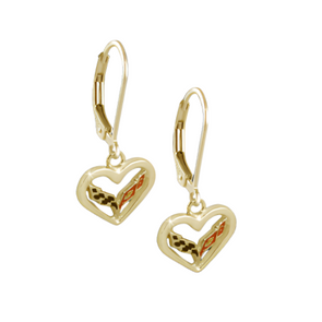 C7 Corvette Emblem Heart Earrings - 14k Gold - [Corvette Store Online]