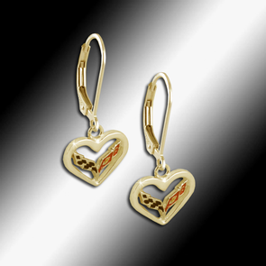 C7 Corvette Emblem Heart Earrings - 14k Gold - [Corvette Store Online]