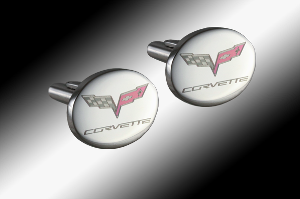 C6 Corvette Cufflinks With Color Emblem - [Corvette Store Online]