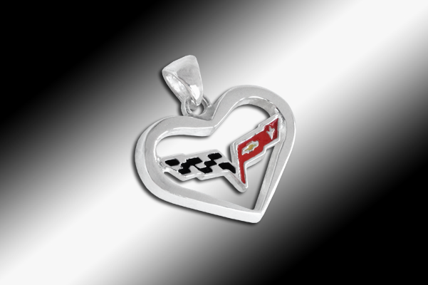 C6 Corvette Heart Pendant - Sterling Silver - [Corvette Store Online]