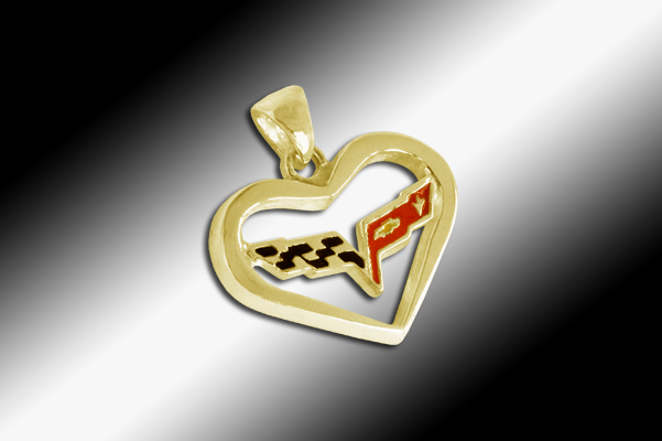 C6 Corvette Heart Pendant - 14k Gold - [Corvette Store Online]