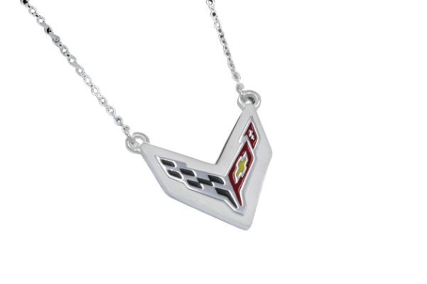 C8 Next Generation Corvette Emblem Necklace | Sterling Silver - [Corvette Store Online]