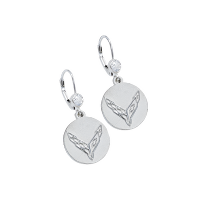 C8 Next Generation Corvette Emblem Cubic Zirconia Earrings - Sterling Silver - [Corvette Store Online]