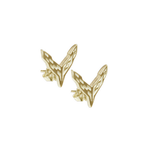 C8 Next Generation Corvette Emblem Post Earrings - 14K Gold - [Corvette Store Online]