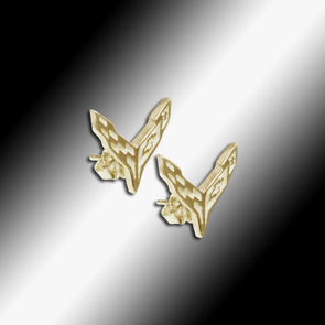 C8 Next Generation Corvette Emblem Post Earrings - 14K Gold - [Corvette Store Online]