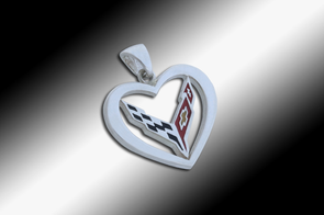 C8 Corvette Heart Pendant - Sterling Silver