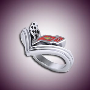 Ladies C7 Corvette Emblem Ring - Sterling Silver