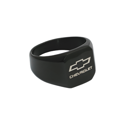 Chevrolet Bowtie Black Stainless Signet Ring