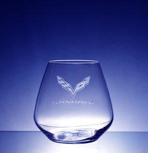 Corvette Logo Luigi Bormioli Atelier Stemless Merlot Wine Glass - Choose Logo for Custom Etching