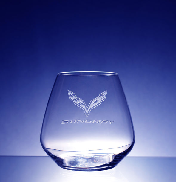 Corvette Logo Luigi Bormioli Atelier Stemless Merlot Wine Glass - Choose Logo for Custom Etching