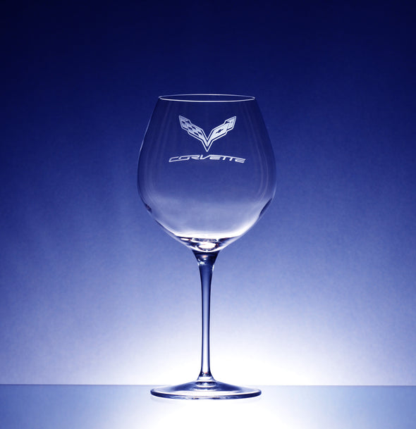 Corvette Logo Luigi Bormioli Crescendo Bourgogne Glass (2) - Choose Logo for Custom Etching