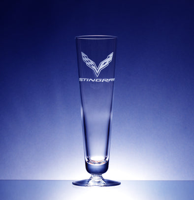 Corvette Logo Luigi Bormioli Elegante Small Pilsner Glass (Pair) - Choose Logo for Custom Etching
