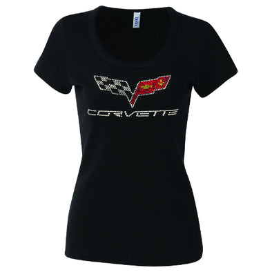 Ladies C6 Corvette Rhinestone T-Shirt