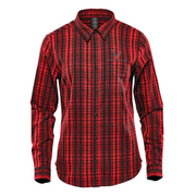 ladies-c8-corvette-muirfield-performance-long-sleeve-red-plaid-shirt