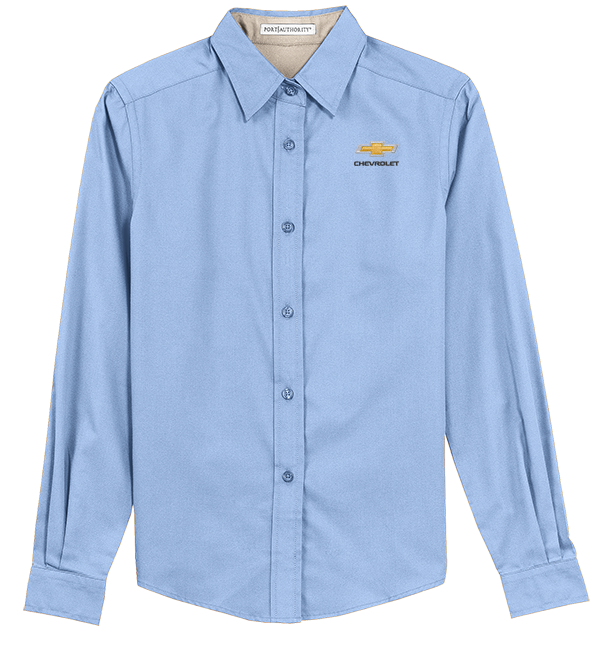 Ladies Chevrolet Gold Bowtie Easy Care Long Sleeve Shirt