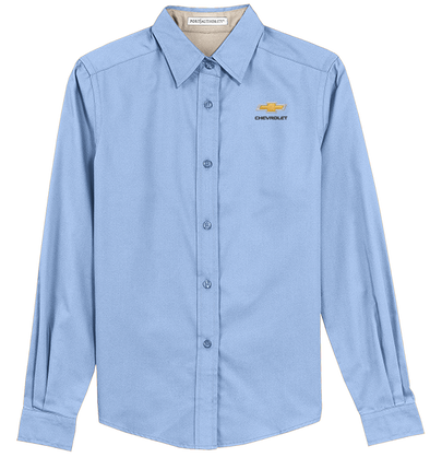 Ladies Chevrolet Gold Bowtie Easy Care Long Sleeve Shirt