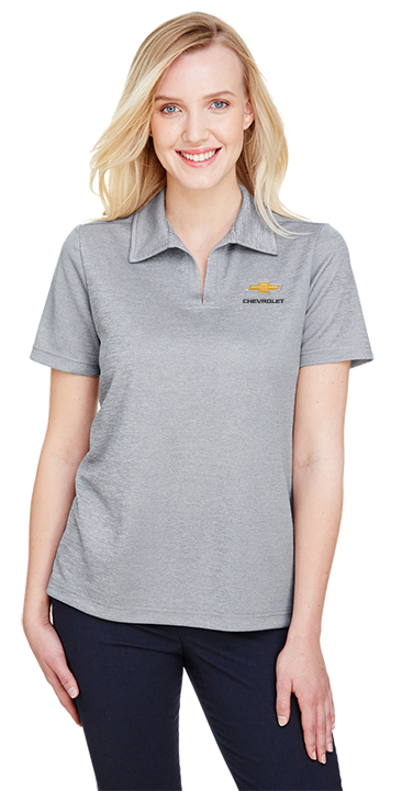 ladies-chevrolet-gold-bowtie-heather-crownlux-polo