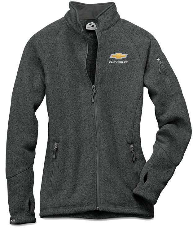 ladies-chevrolet-gold-bowtie-sweater-fleece-jacket