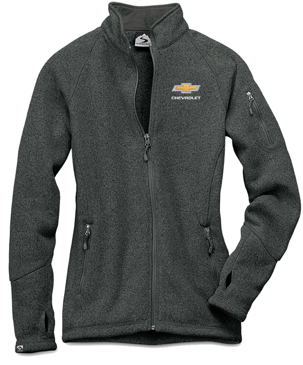 ladies-chevrolet-gold-bowtie-sweater-fleece-jacket