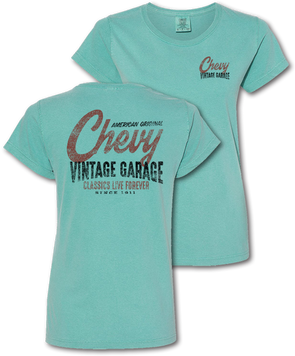 Ladies Classic Chevy Garage Vintage T-Shirt