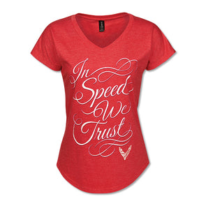 Ladies C8 Corvette T-Shirt In Speed We Trust