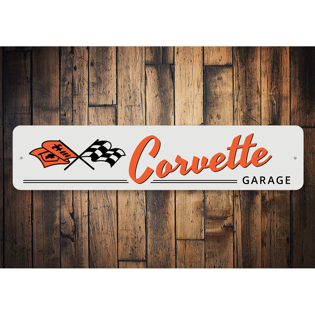 Corvette Garage Flags - Aluminum Sign