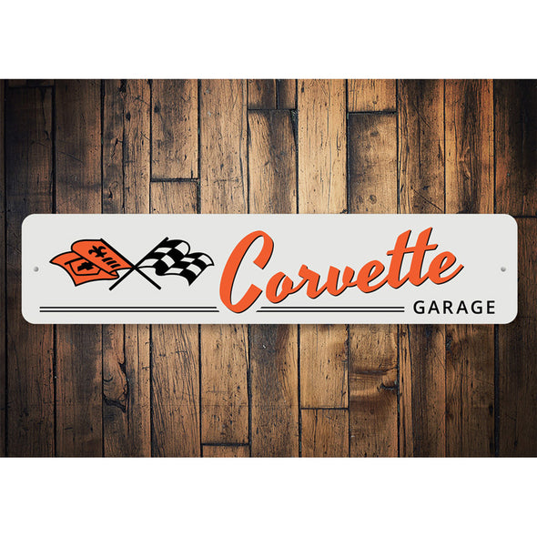 Corvette Garage Flags - Aluminum Sign