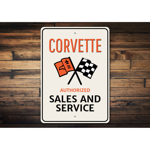 C2 Corvette Authorized Sales And Service - Aluminum Sign