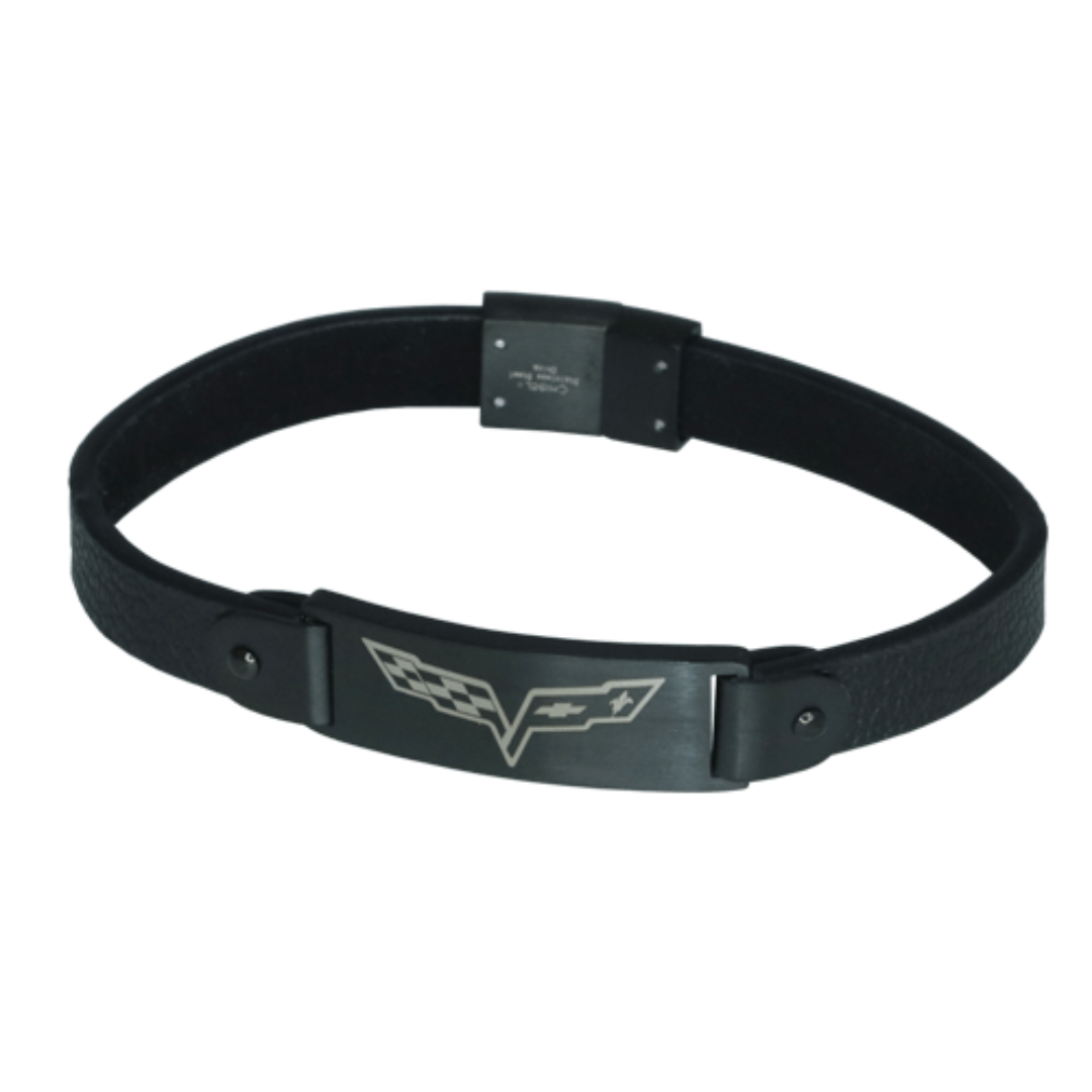 mens-c6-corvette-black-leather-bracelet