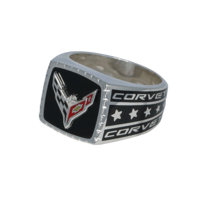 Men's C8 Corvette Enameled Diamond Ring