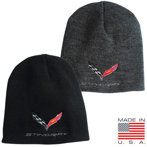 Stingray Flag Knit Pullover Beanie - [Corvette Store Online]