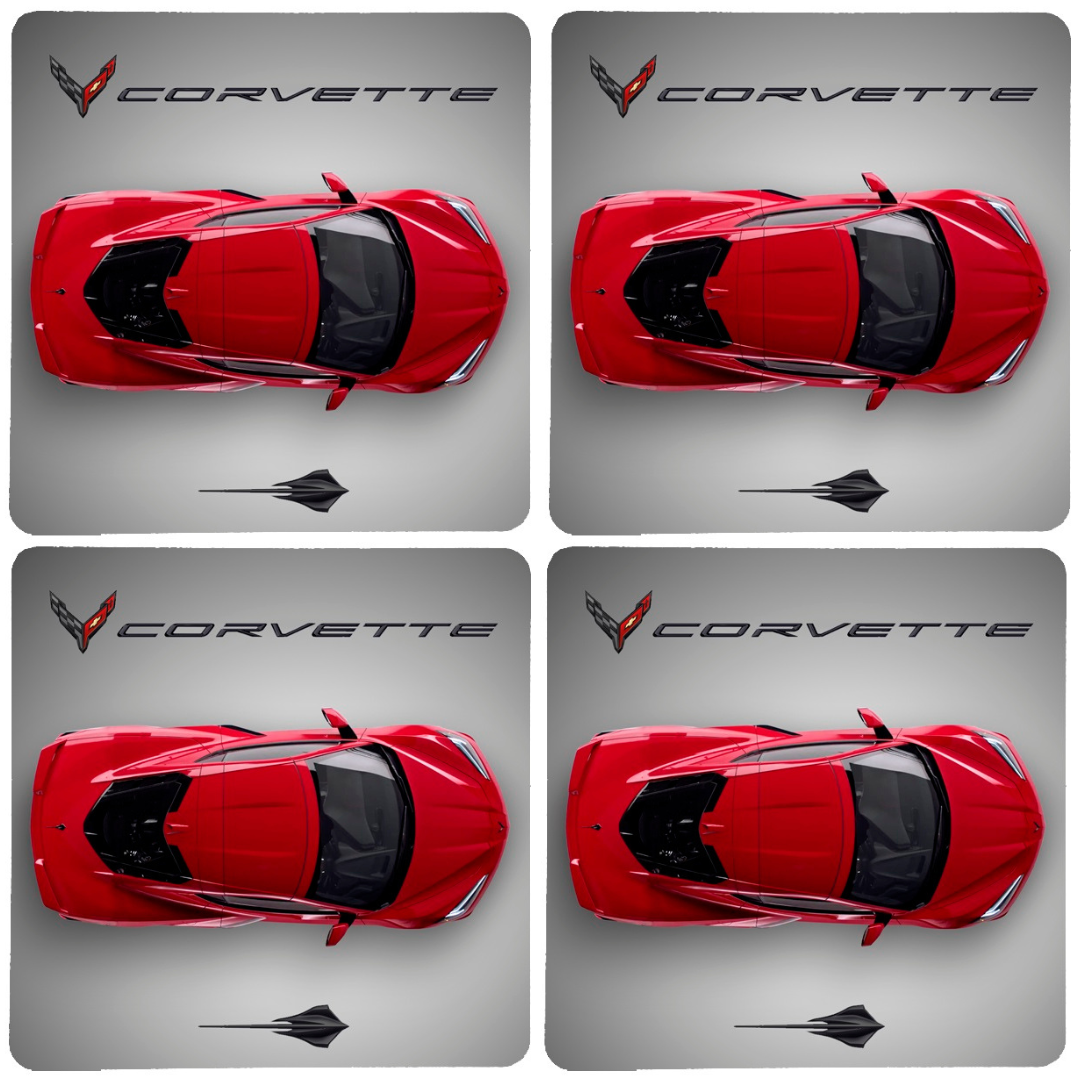 next-generation-c8-corvette-stingray-top-view-stone-coaster-bundle-set-of-4